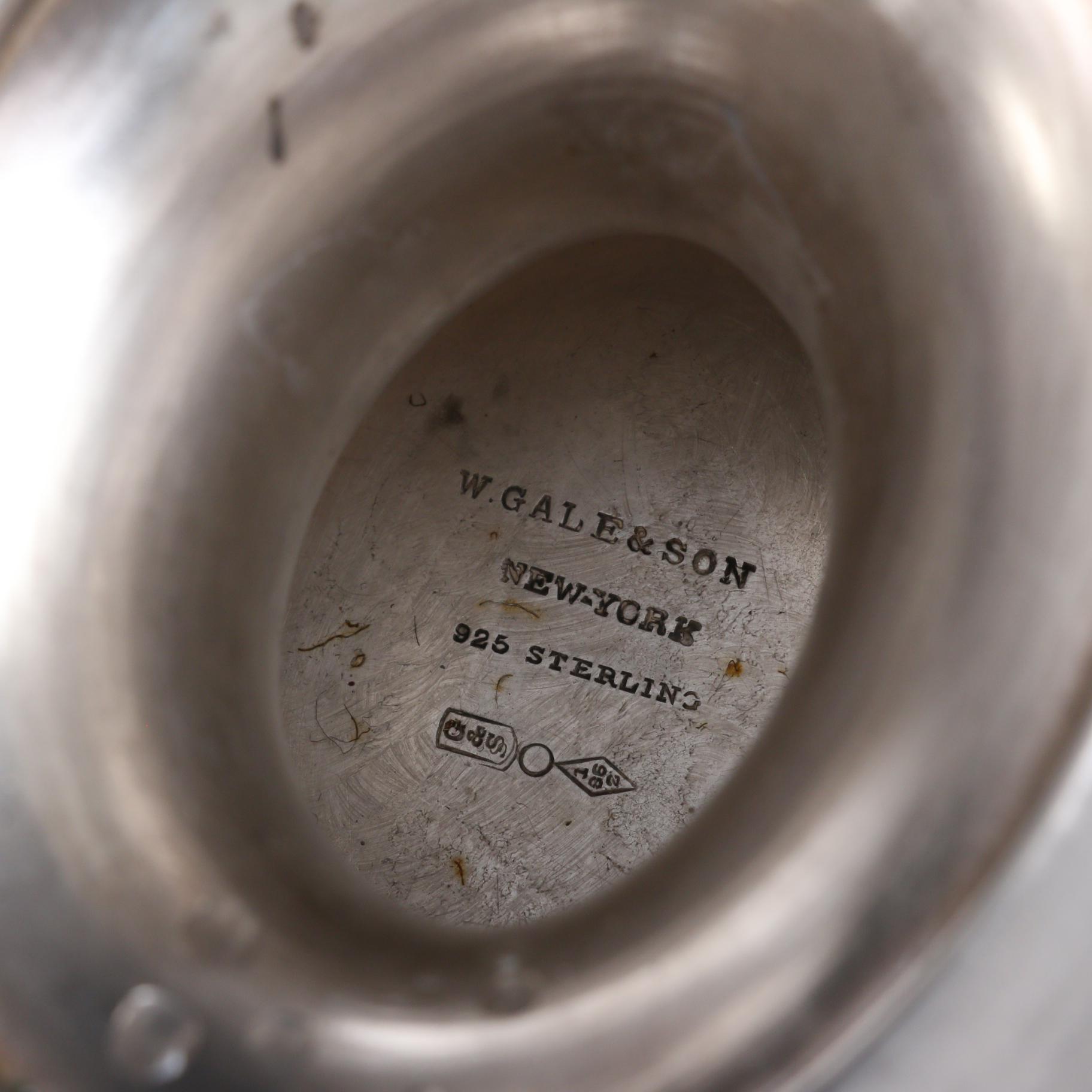 William Gale & Son Greek Key Bordered Sterling Silver Footed Fruit Basket