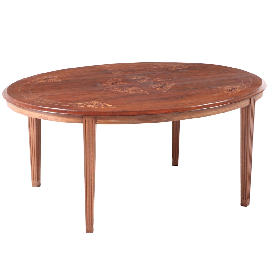 Louis XVI Style Walnut Inlaid Center Table