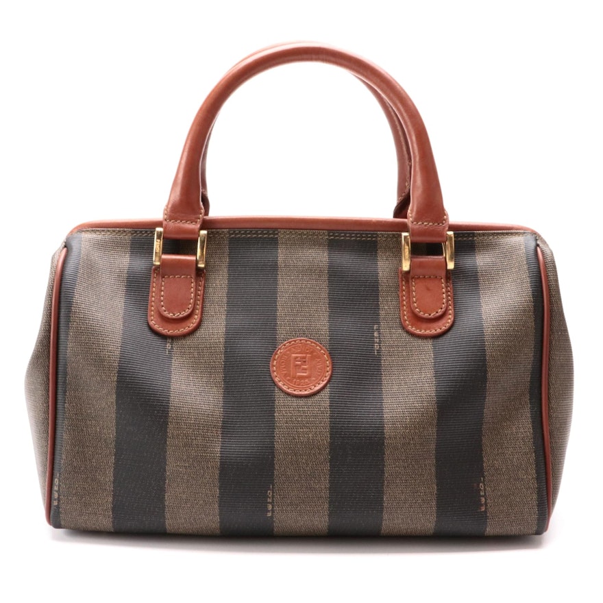 Fendi Two-Way Doctor's Bag in Pequin Stripe Coated Canvas with Leather Trim