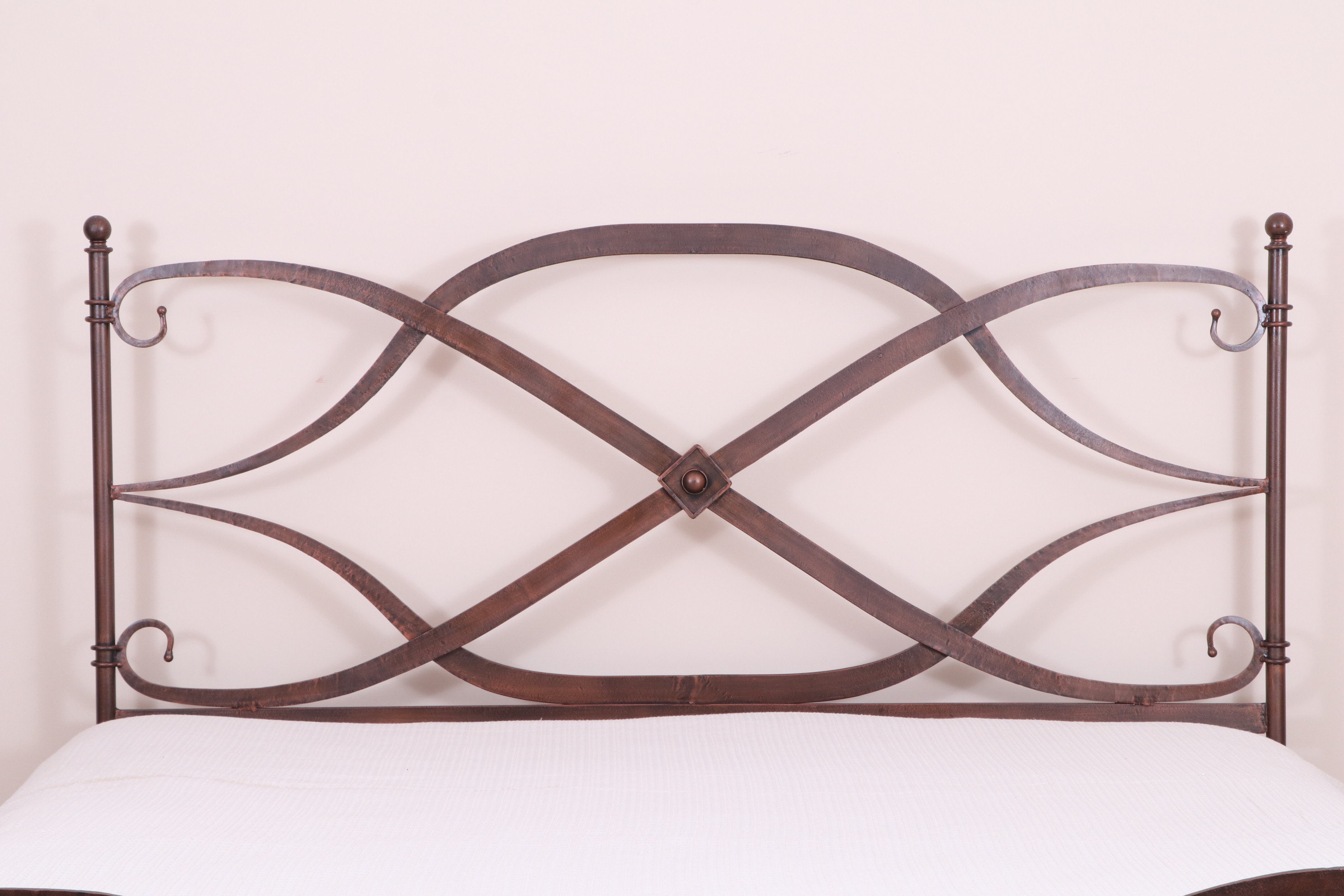 Arhaus "St. Lucia" Patinated Bronze Tone Iron King Bed with Coverlet