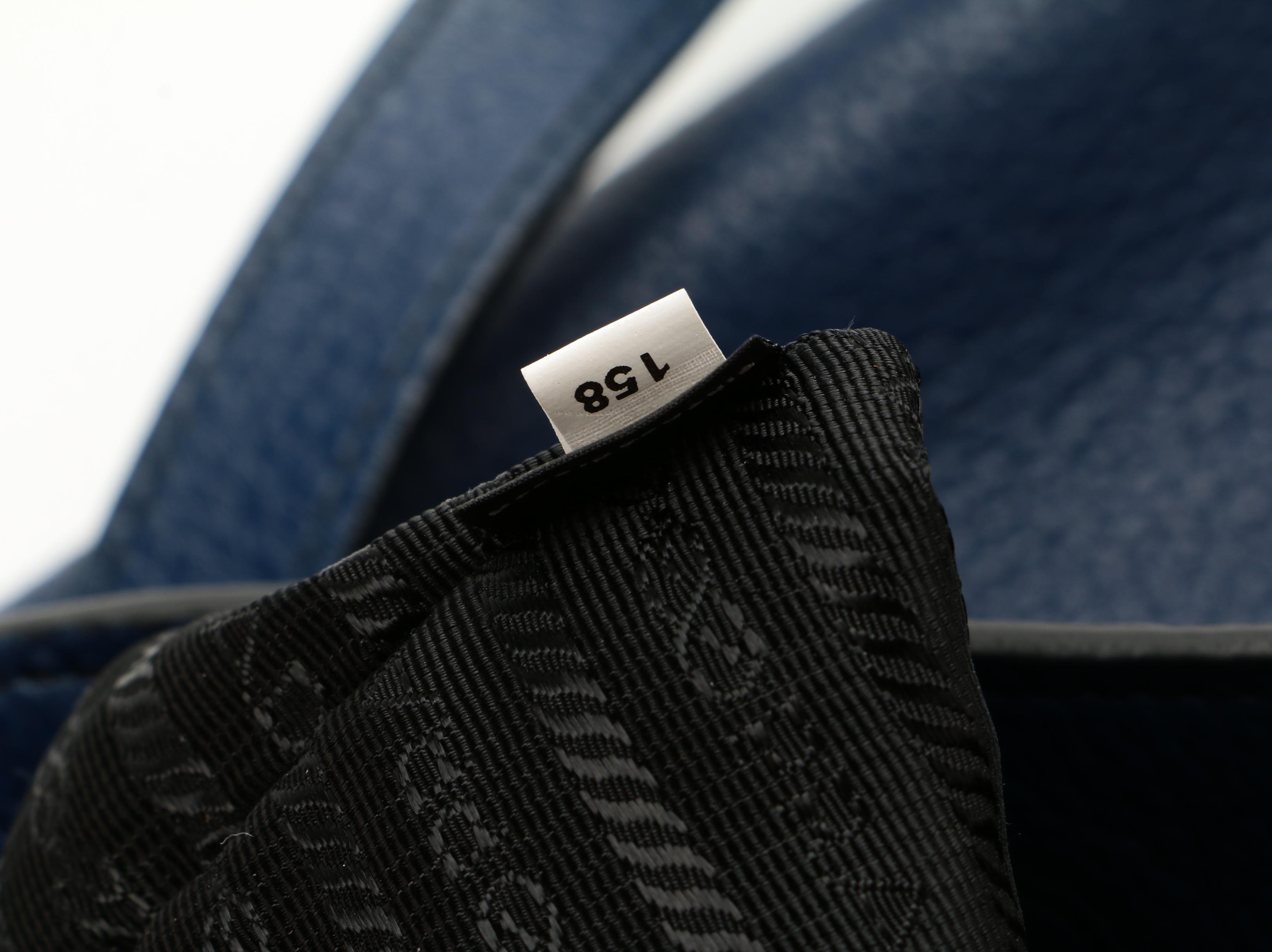 Prada Vitello Daino Leather Side Zip Tote in Indigo