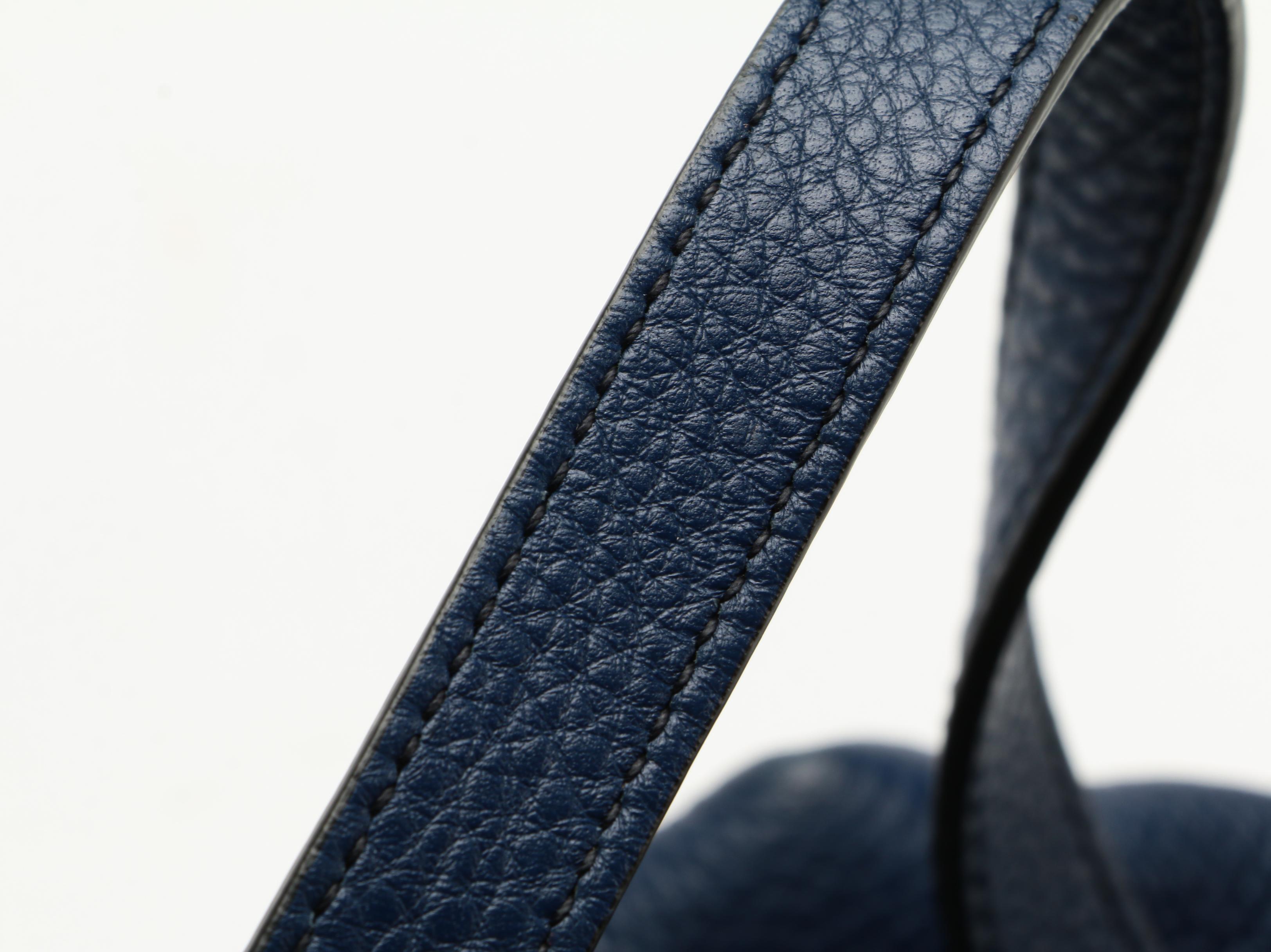 Prada Vitello Daino Leather Side Zip Tote in Indigo