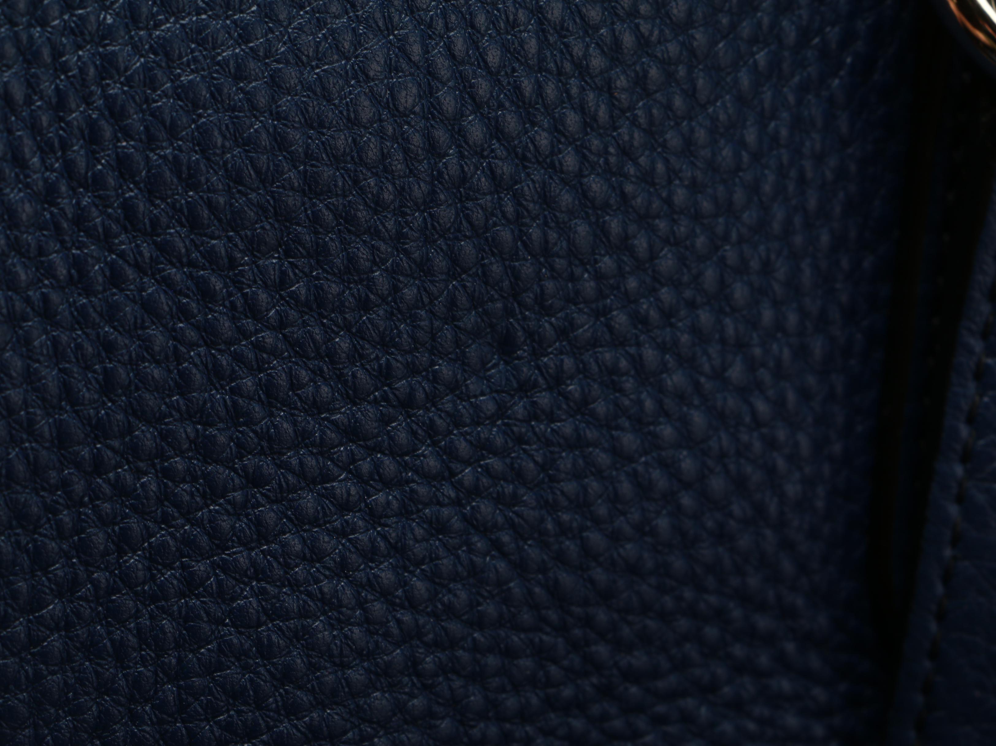 Prada Vitello Daino Leather Side Zip Tote in Indigo