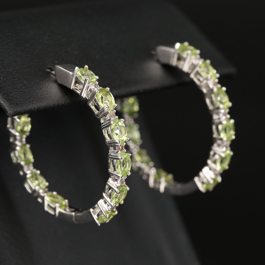 Sterling Peridot Inside-Out Hoop Earrings