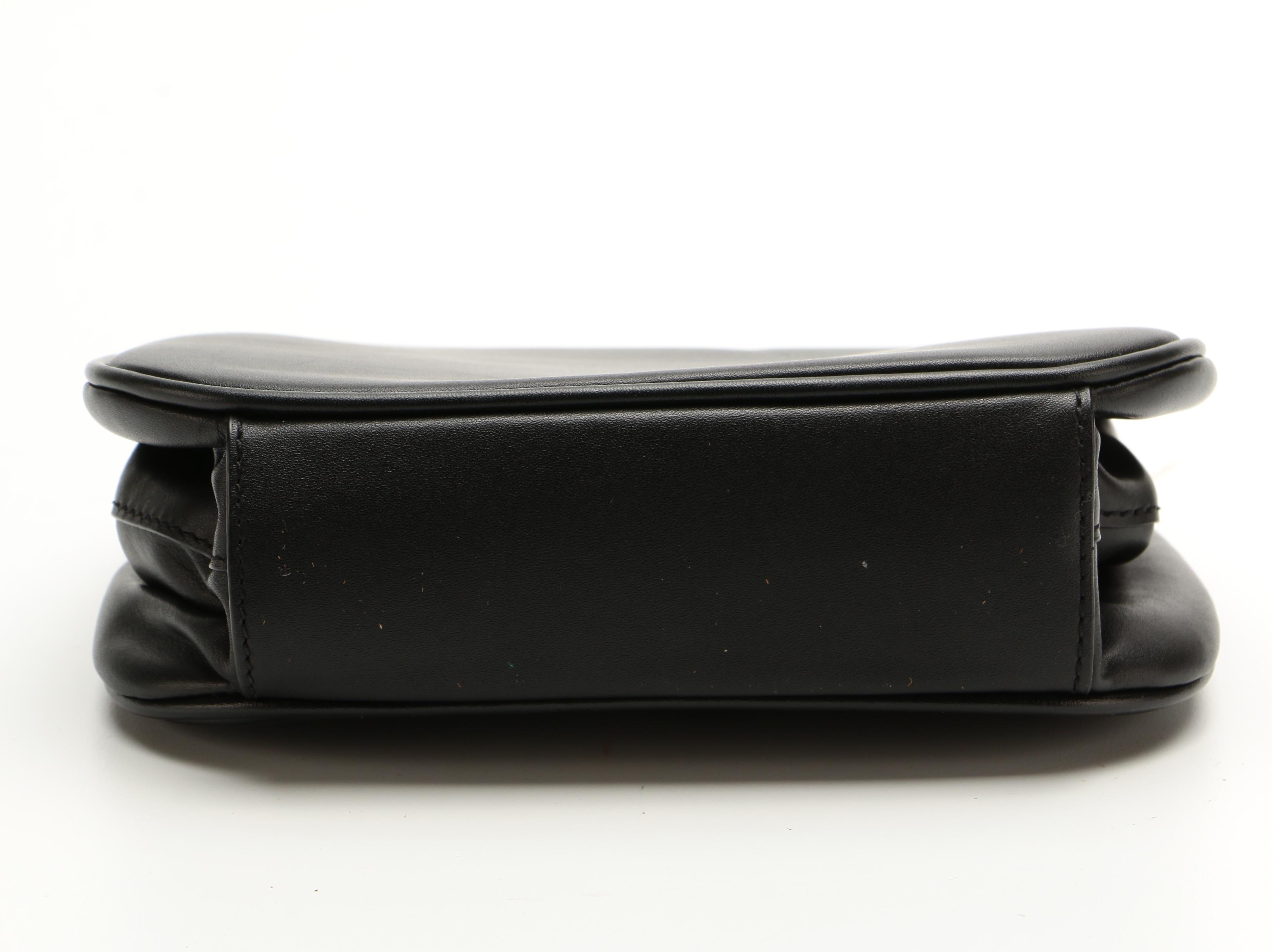 Burberry Black Leather Kiss Lock Frame Clutch