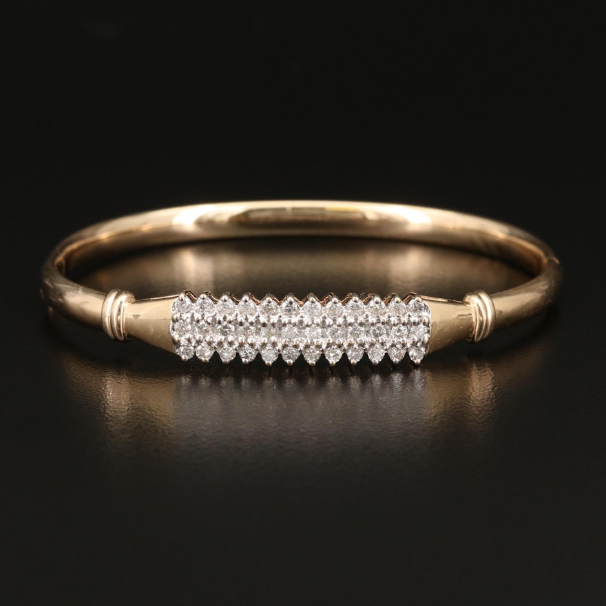 14K 0.95 CTW Diamond Hinged Bangle