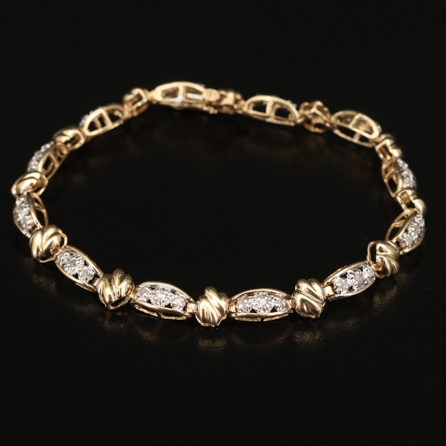 10K Diamond Link Bracelet