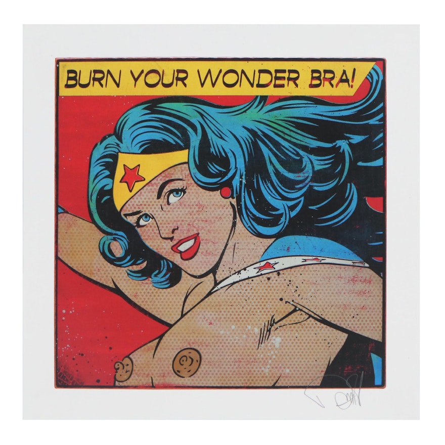 Denial Pop Art Giclée "Burn Your Wonder Bra!"