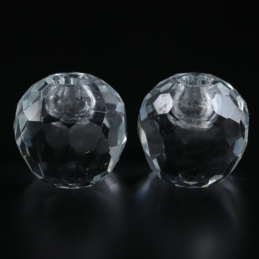 Pair of Tiffany & Co. Faceted Crystal Candle Holders