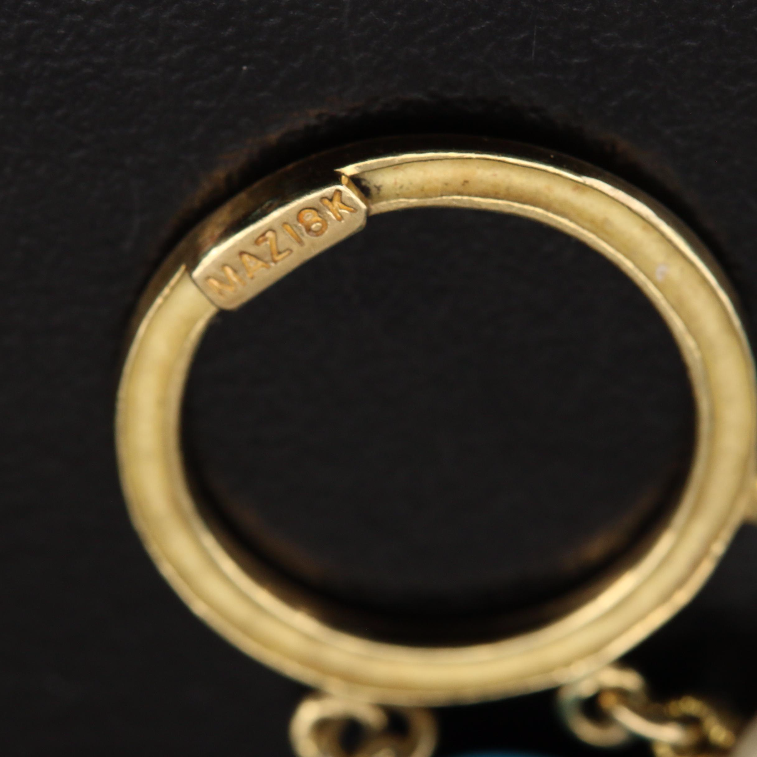 18K Pearl and Turquoise Triple Strand Necklace with 14K Bead Earrings