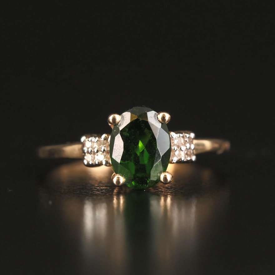 9K Diopside and Diamond Ring