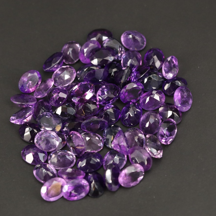 Loose 104.89 CTW Oval Faceted Amethysts