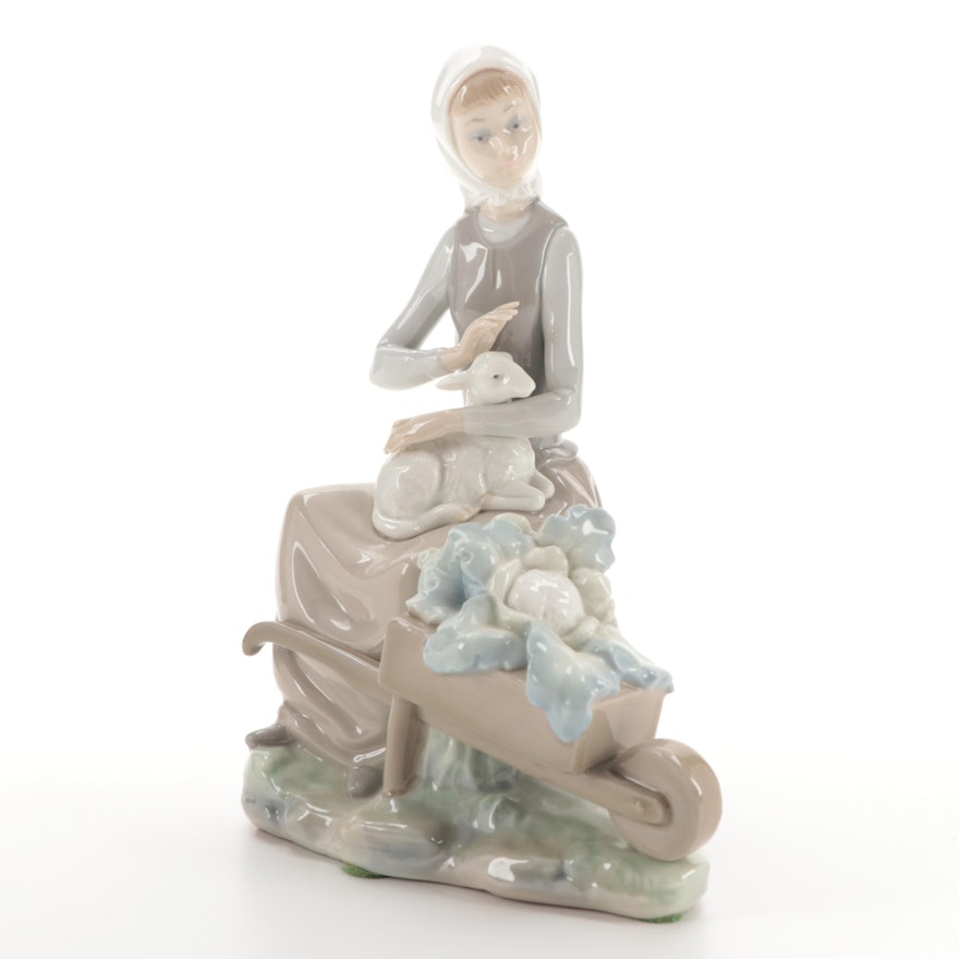 Lladró "Girl with Wheelbarrow" Porcelain Figurine By  Vincente Martinez