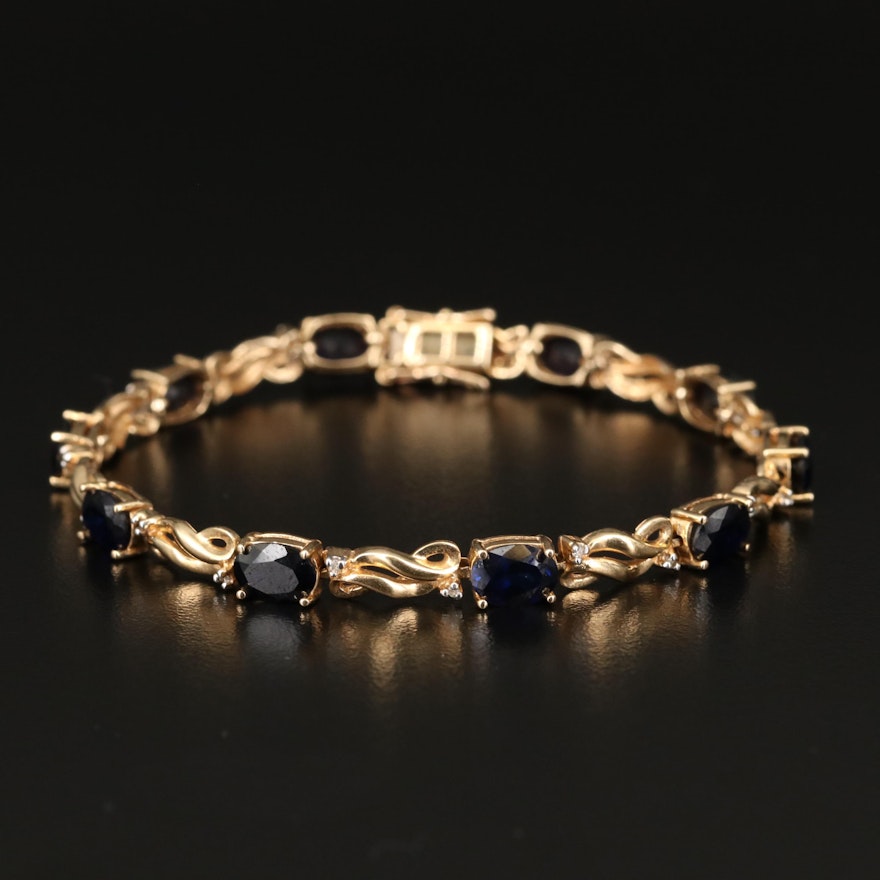 14K Sapphire and Diamond Bracelet