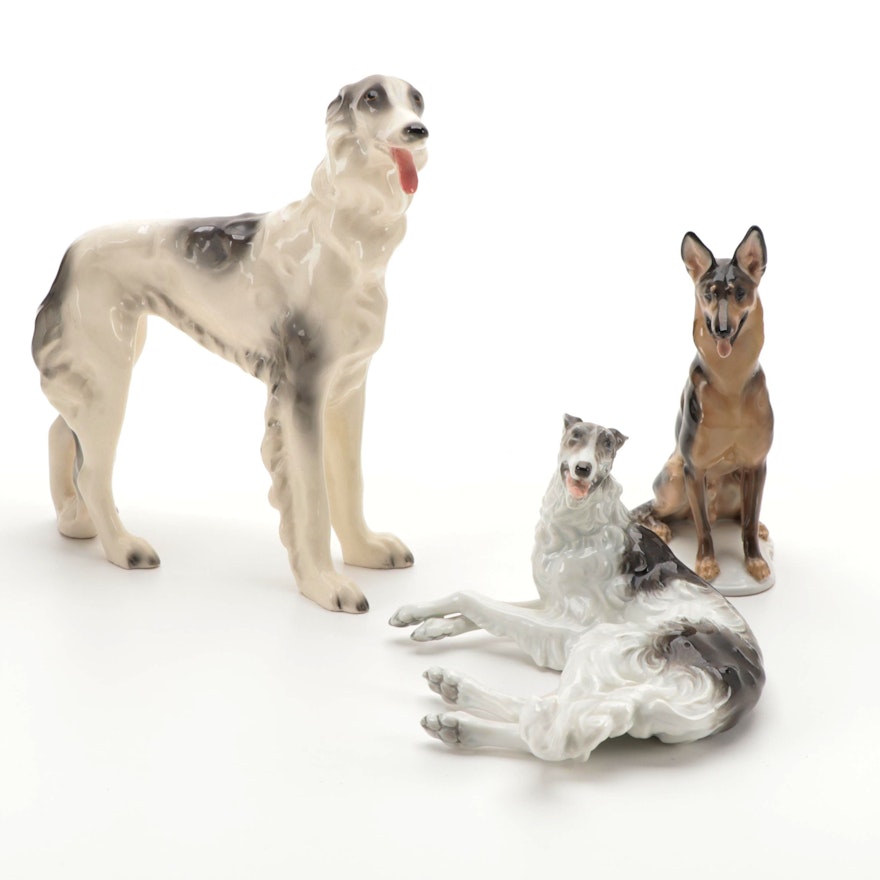 Rosenthal Porcelain Dog Figurines with Other Italian Porcelain Dog Figurine