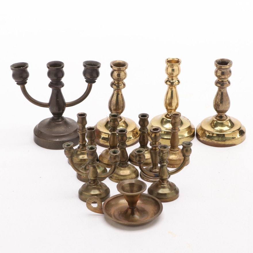 Brass Candelabras, Candle Holders, and Chamberstick