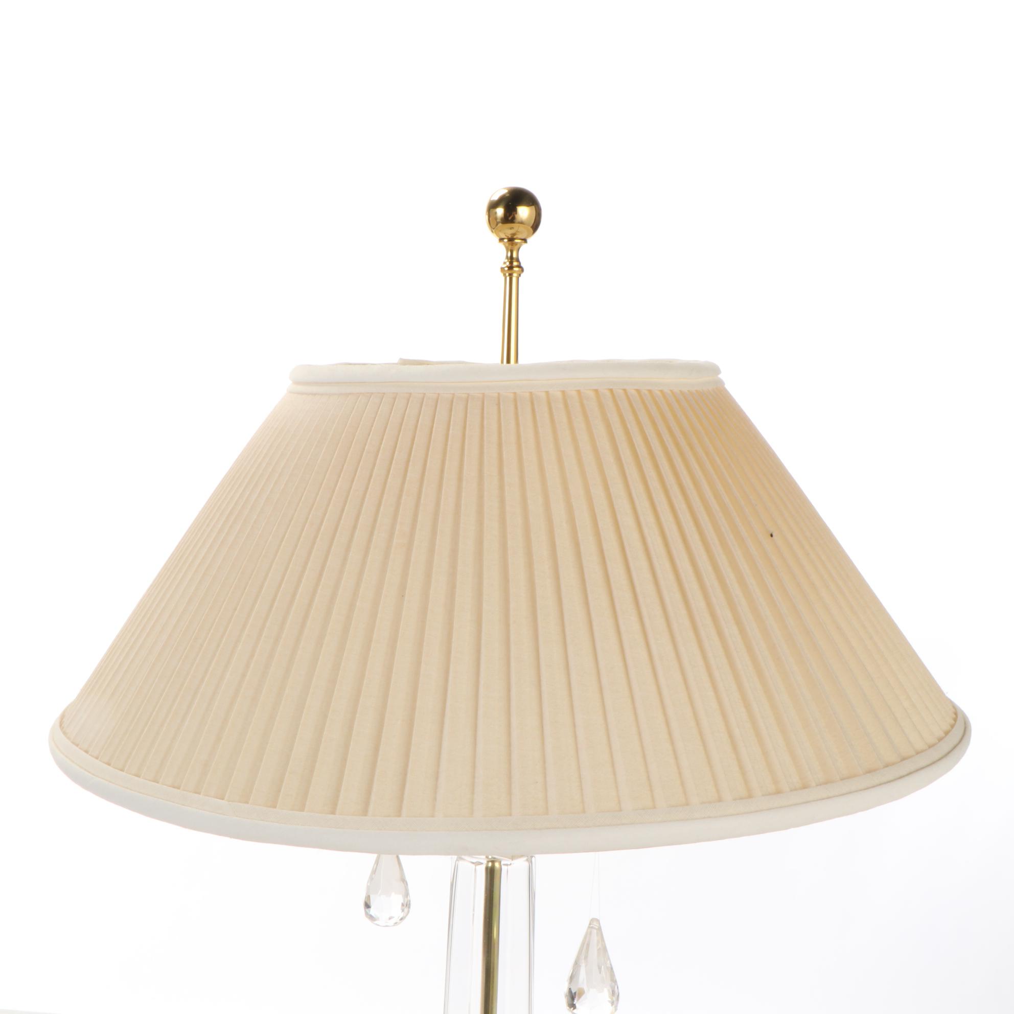 Brass and Glass Pillar Table Lamps