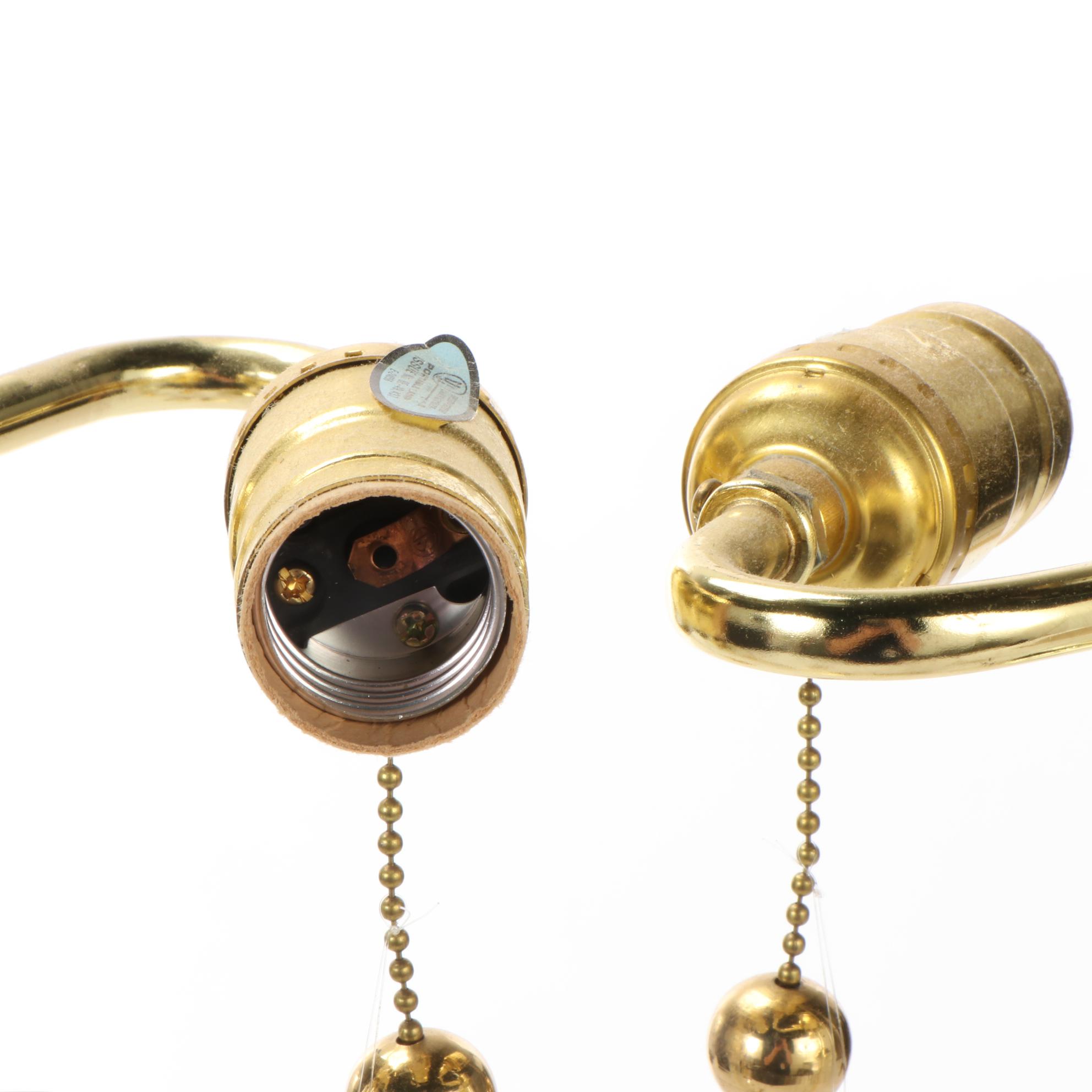 Brass and Glass Pillar Table Lamps