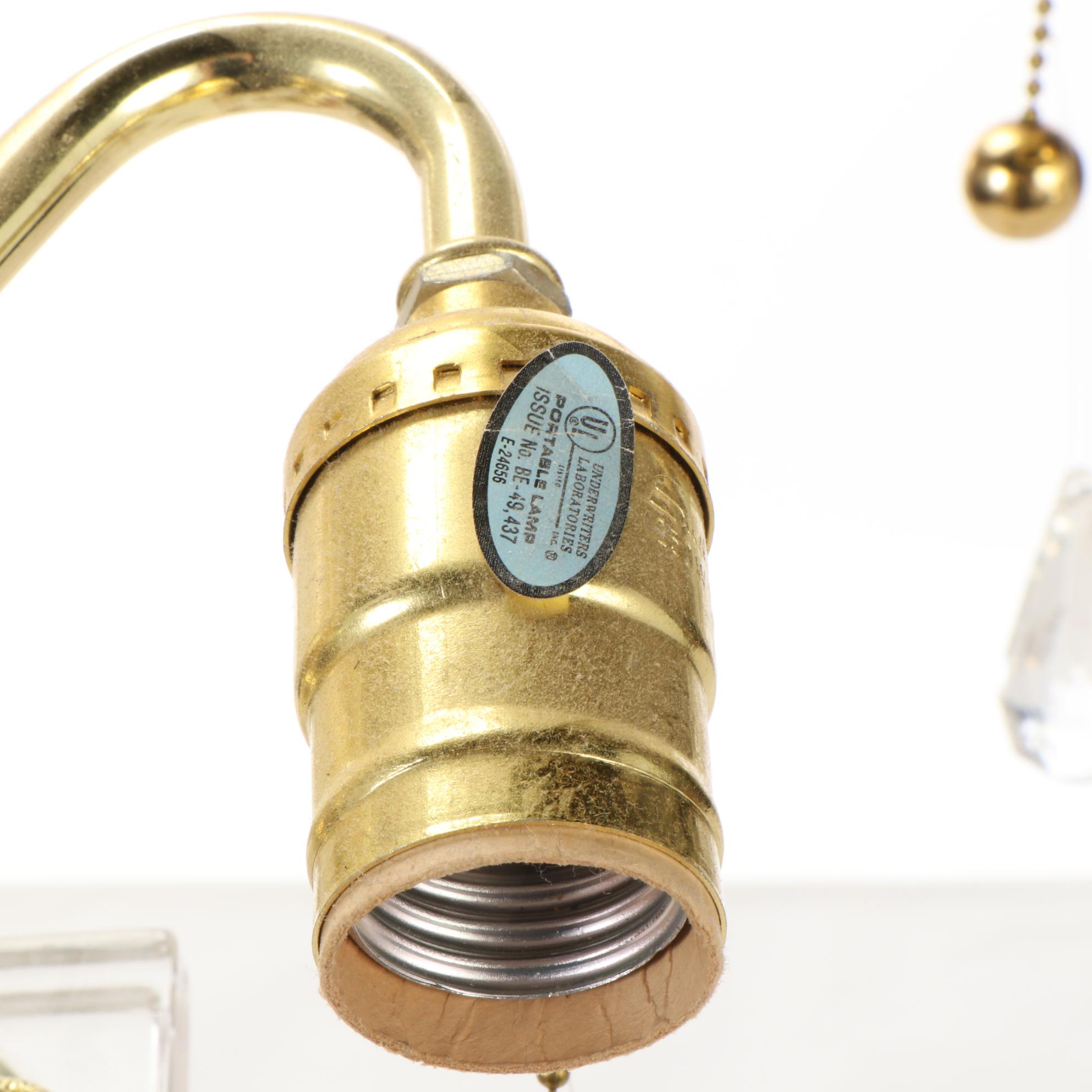 Brass and Glass Pillar Table Lamps