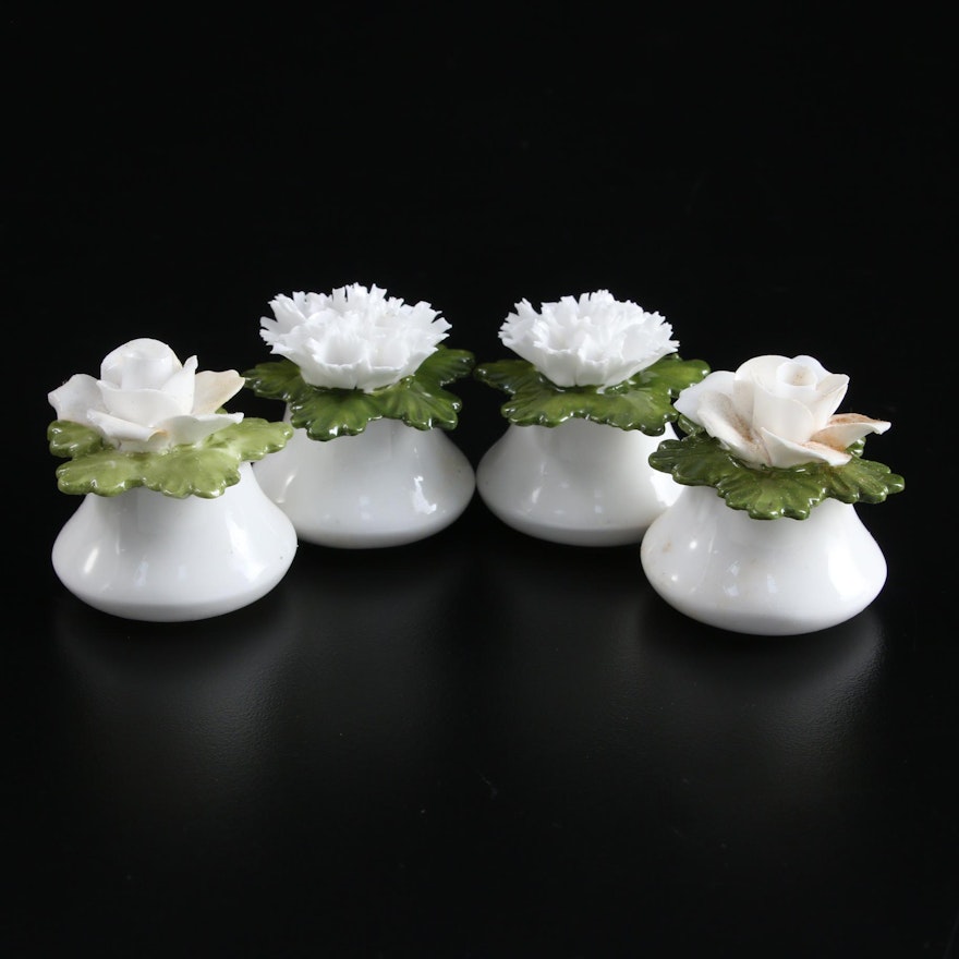 English Floral Topped Bone China Salt and Pepper Shakers