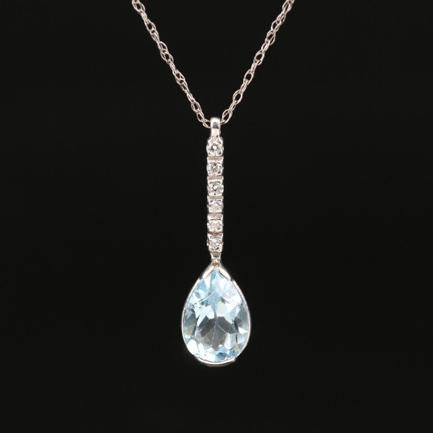 14K Topaz and Diamond Necklace