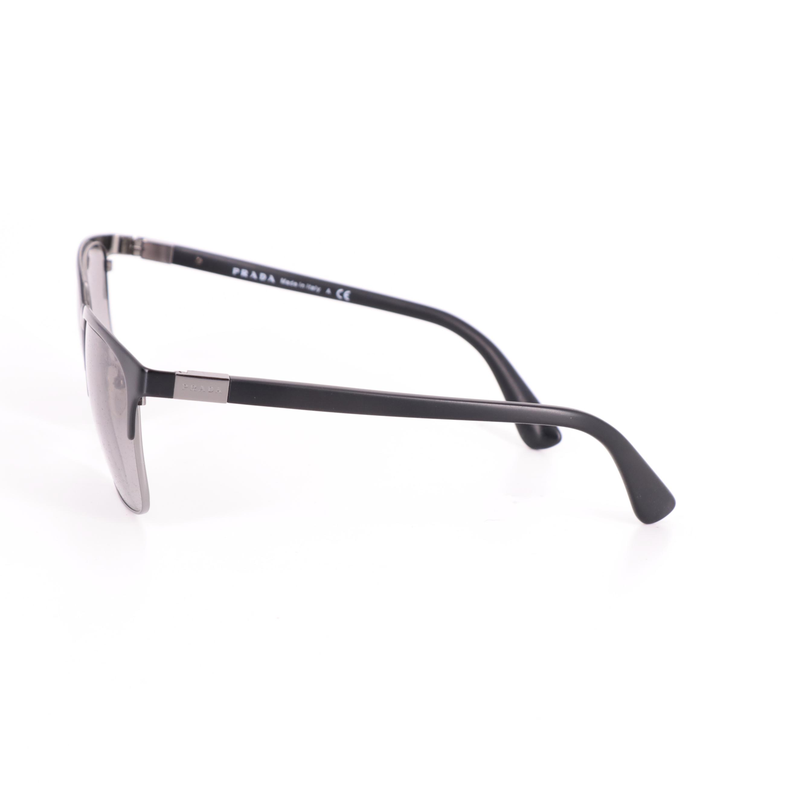 Men's Prada SPR61S Square Semi-Rimless Sunglasses with Case and Box