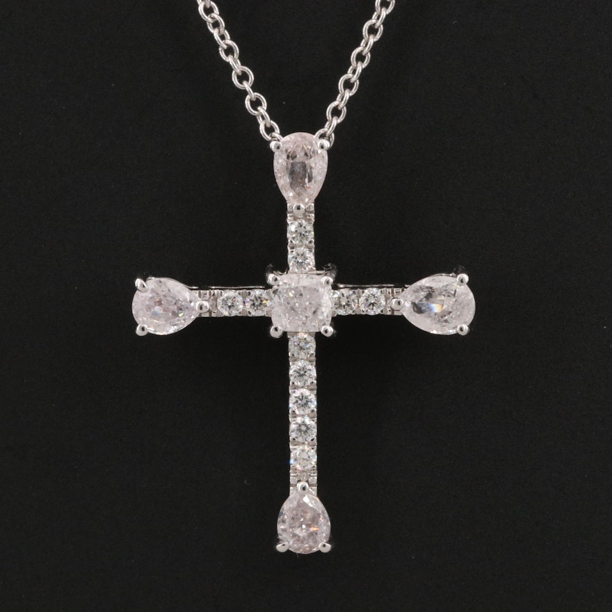 18K 1.05 CTW Diamond Cross Pendant Necklace