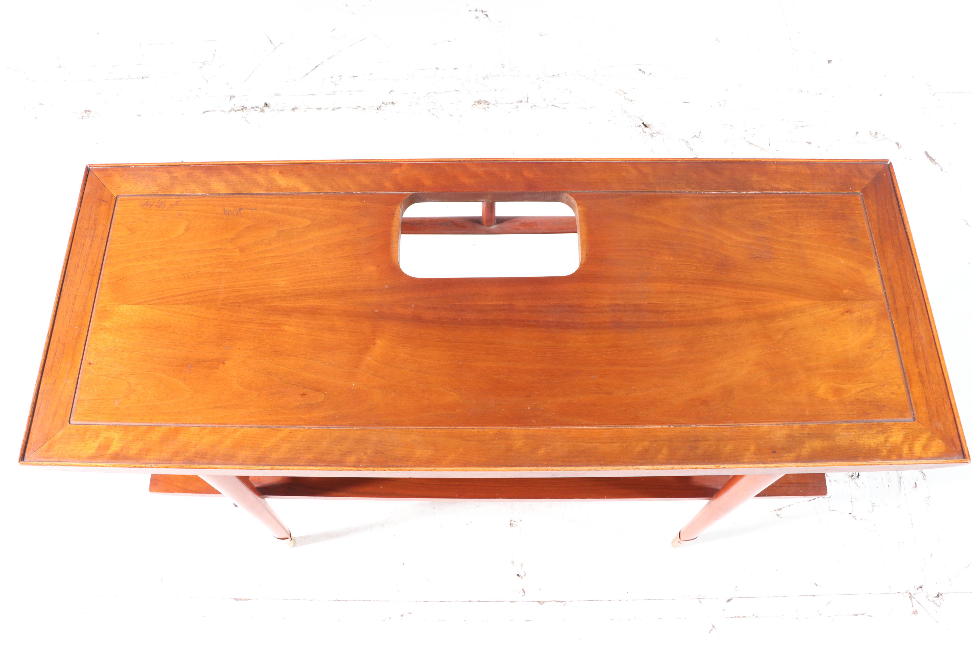 Lane "Copenhagen" Mid Century Modern Walnut Two-Tier Sofa Table