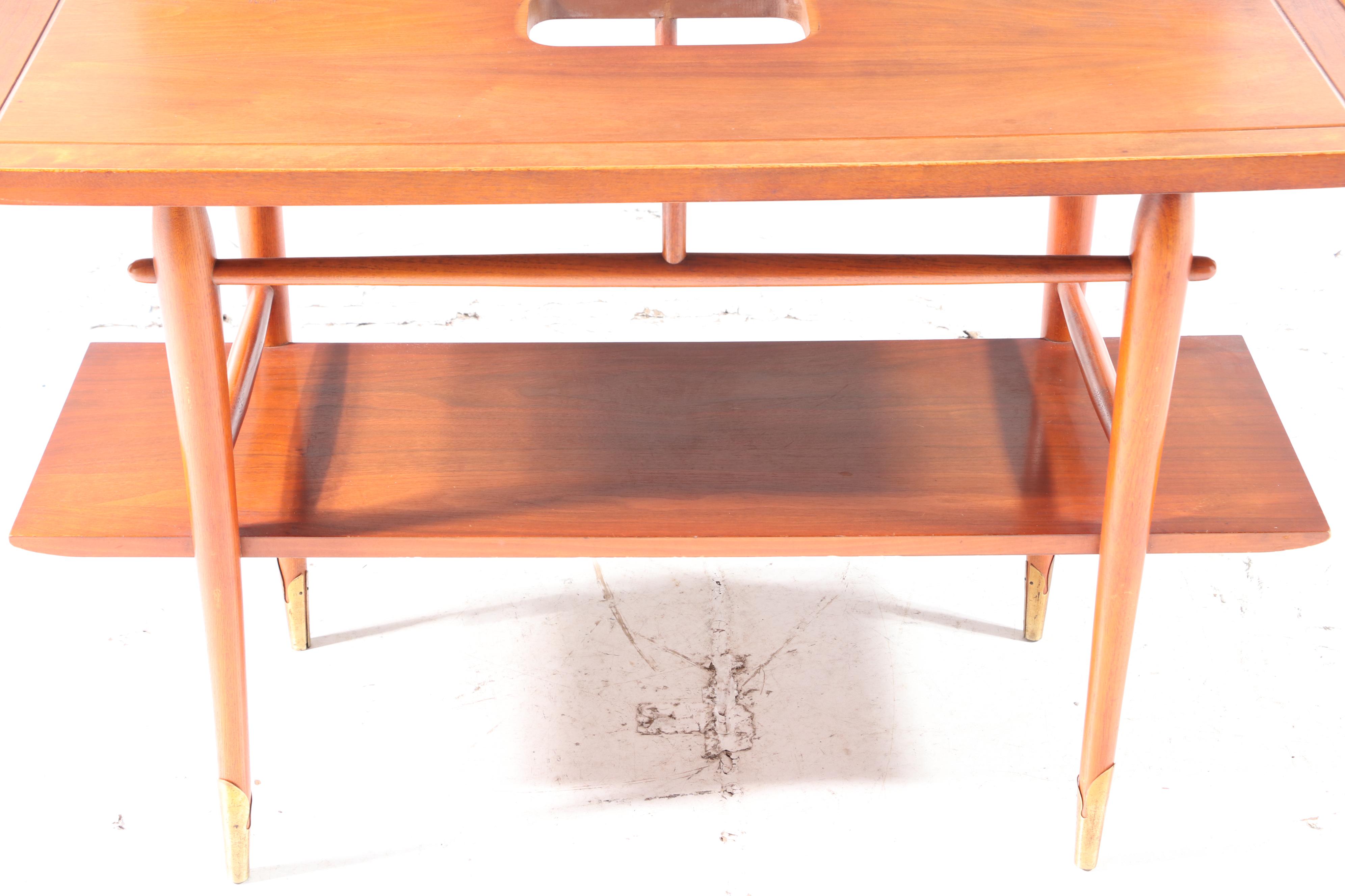 Lane "Copenhagen" Mid Century Modern Walnut Two-Tier Sofa Table