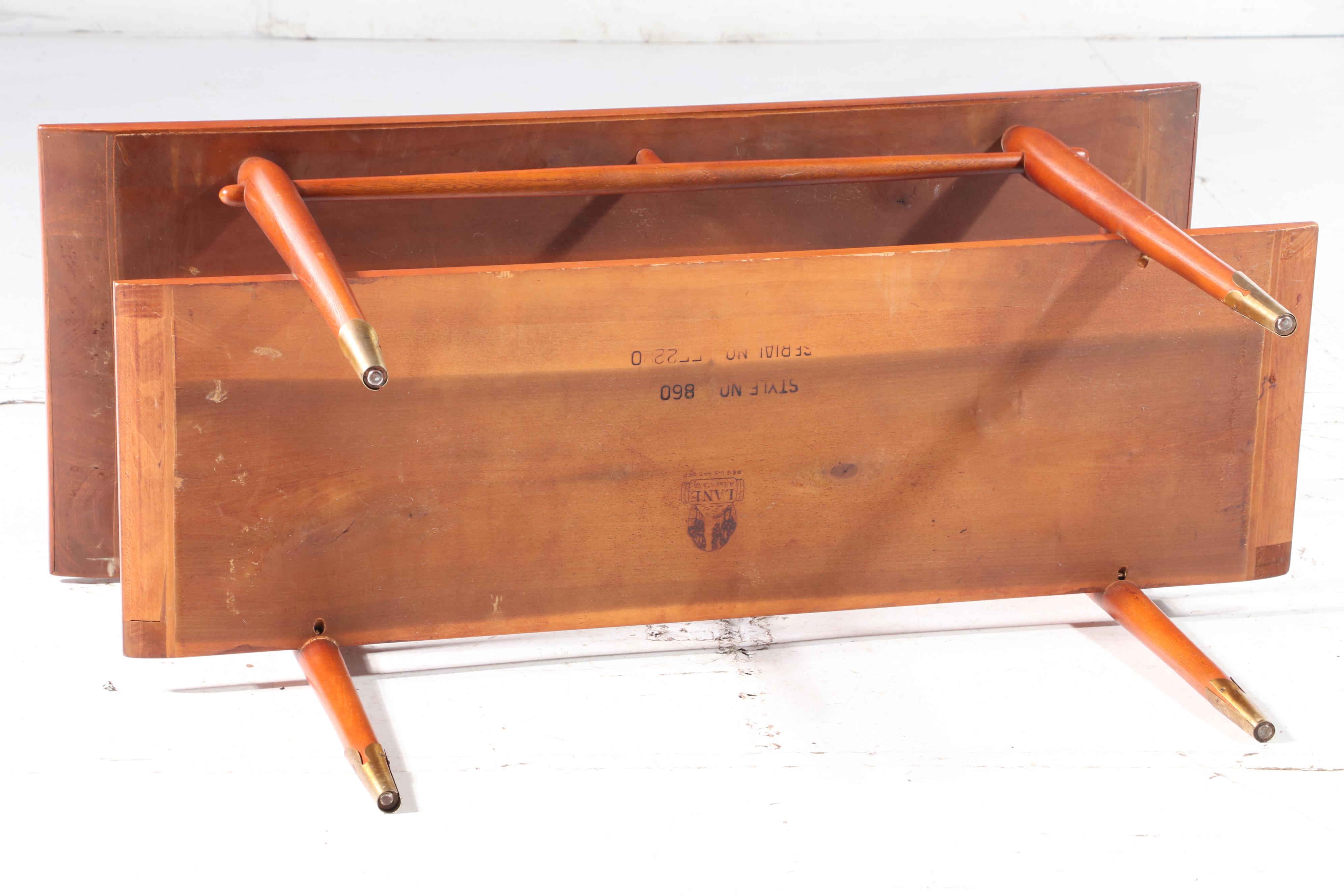 Lane "Copenhagen" Mid Century Modern Walnut Two-Tier Sofa Table