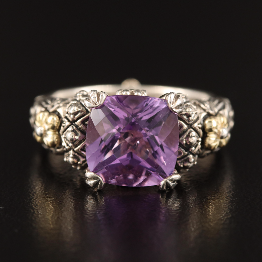 Barbara Bixby Sterling Amethyst Ring with 18K Accents
