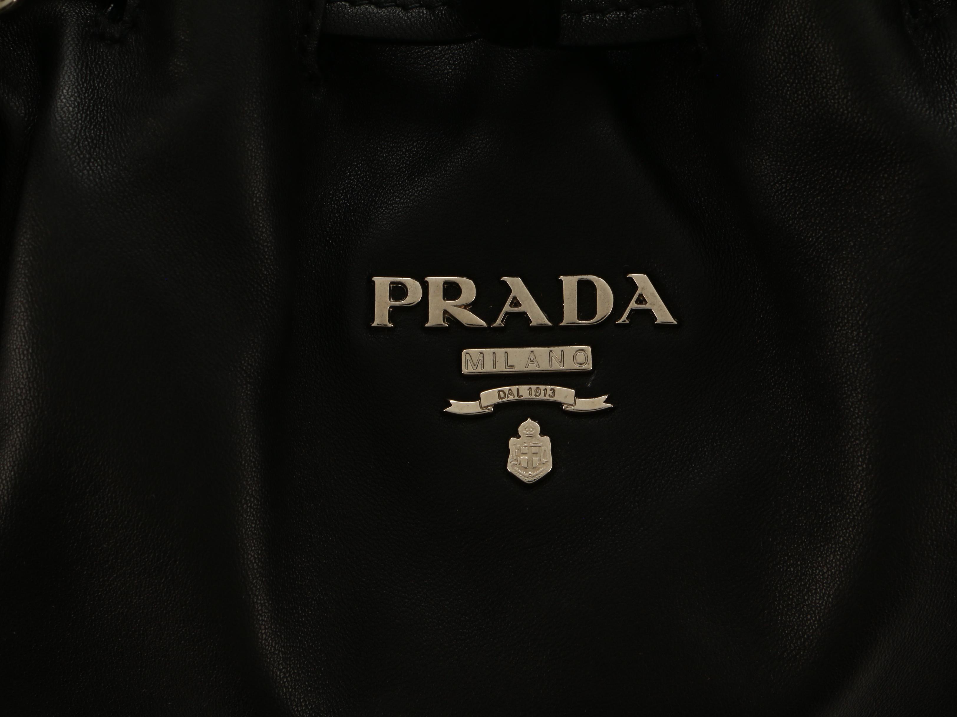 Prada Black Nappa Leather Sport Tote with Drawstring Tassels