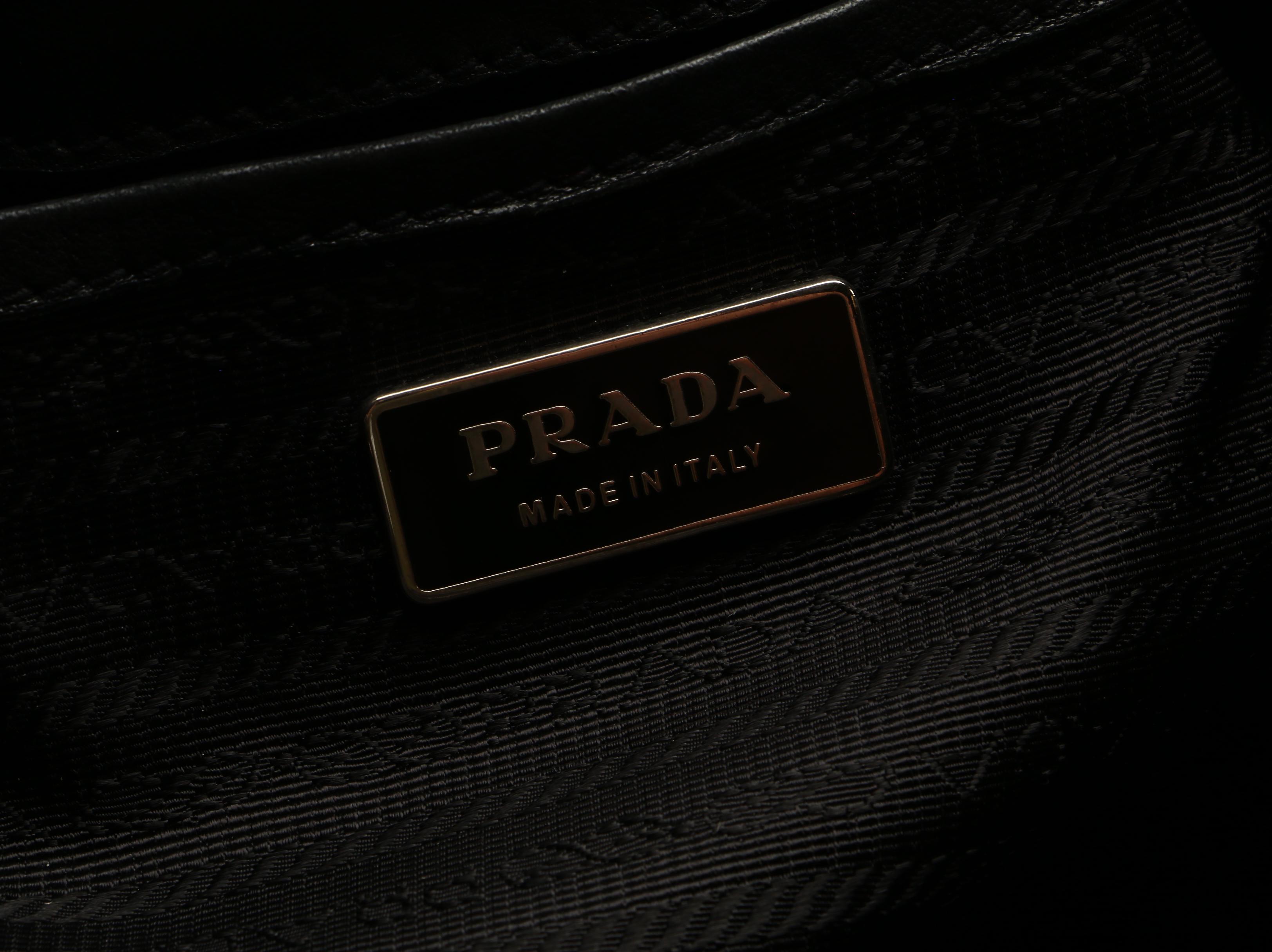 Prada Black Nappa Leather Sport Tote with Drawstring Tassels