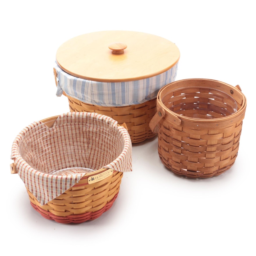 Longaberger Handwoven Round Baskets Including "Homestead" Collectors Club