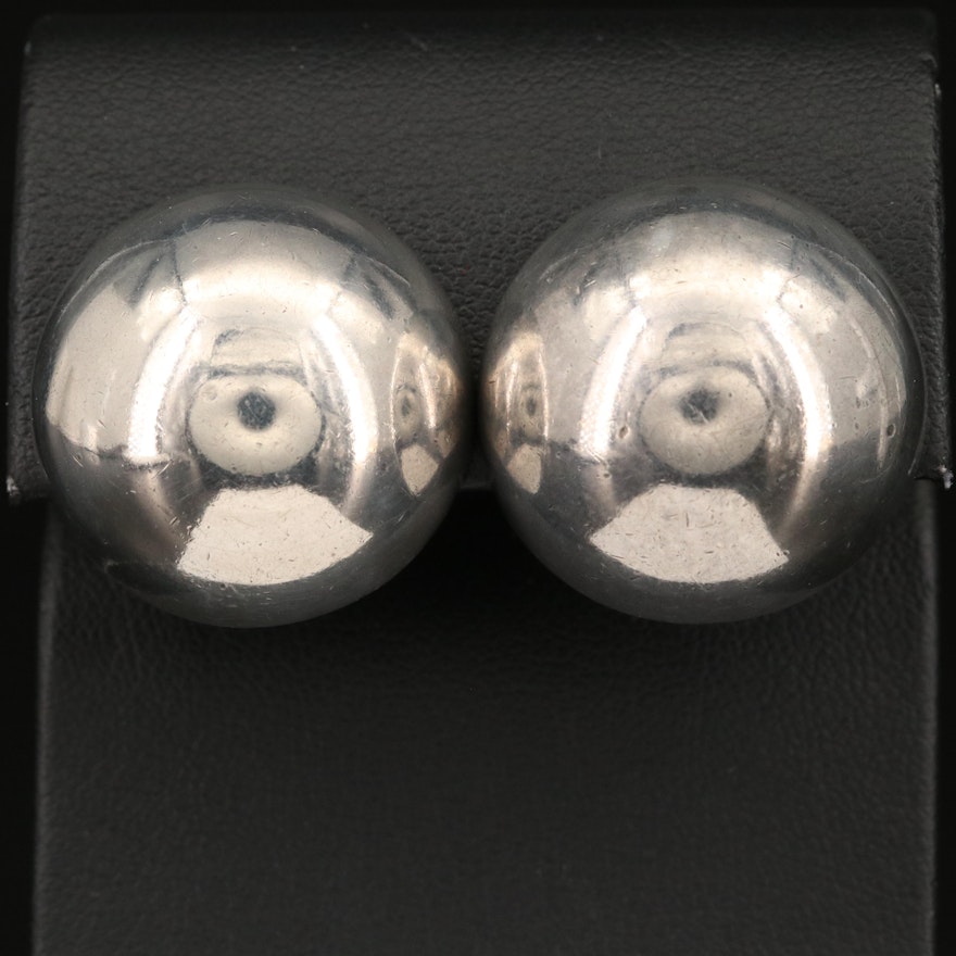 Sterling Button Clip Earrings