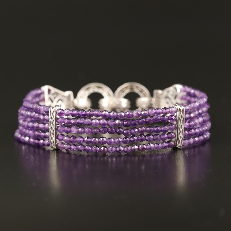 Sterling Multi Strand Amethyst Bracelet