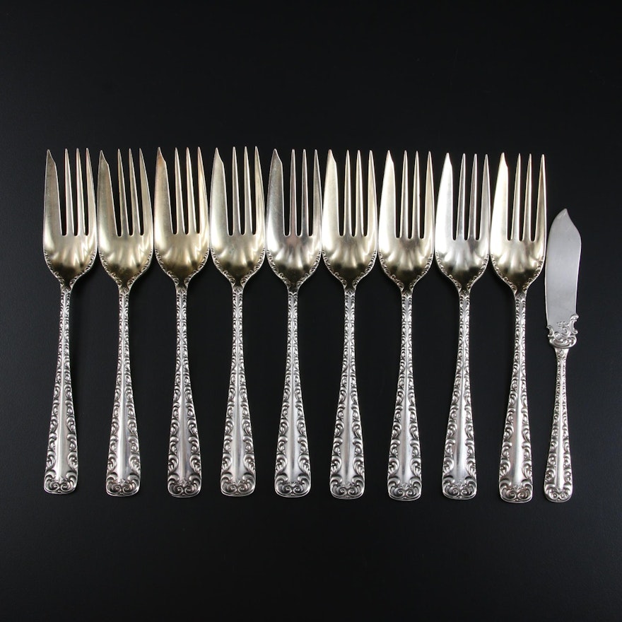 Rogers & Hamilton "Majestic" Silver Plate Dessert Forks and Butter Spreader