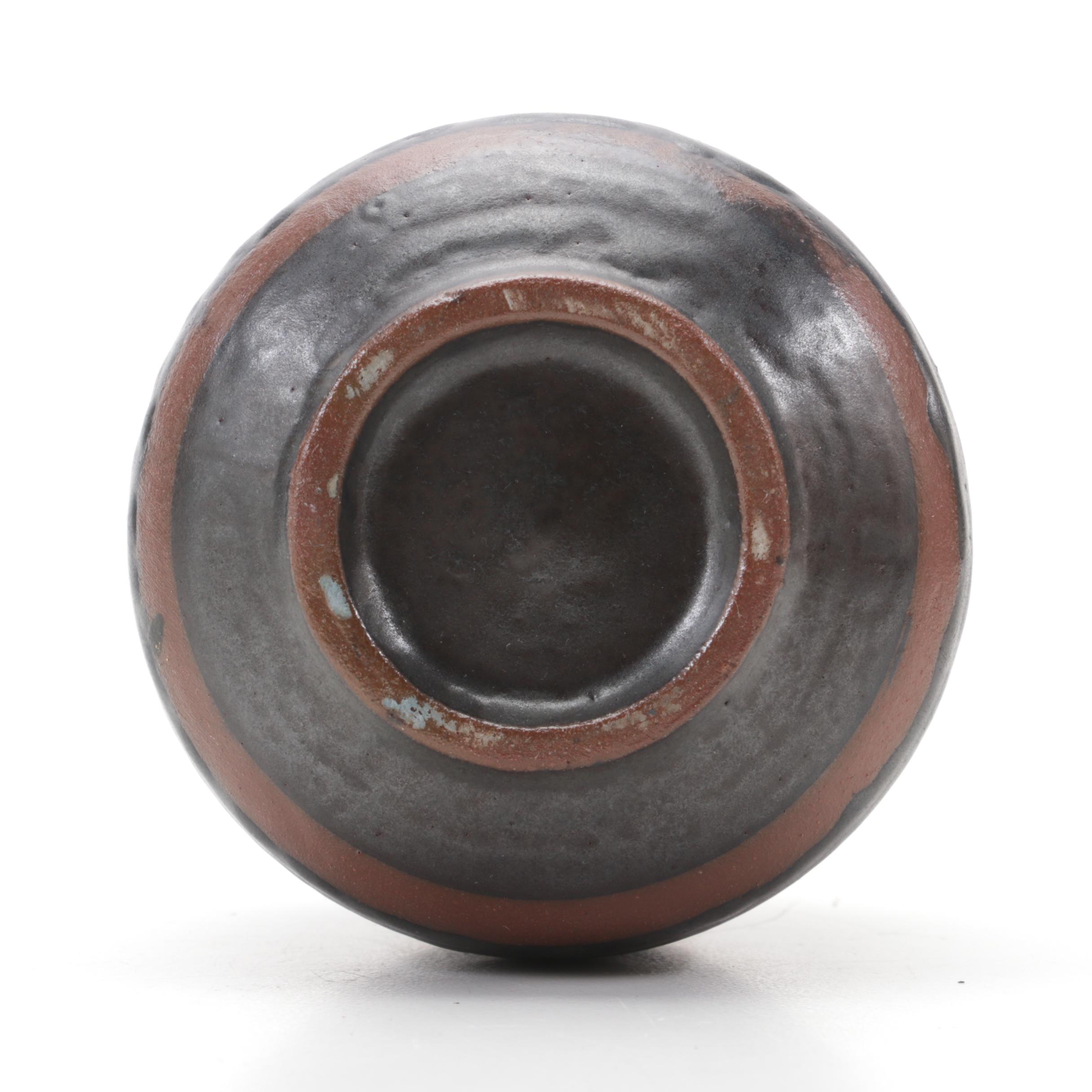 Japanese Atami Stoneware Vase and Other Artisan Signed Studio Pottery