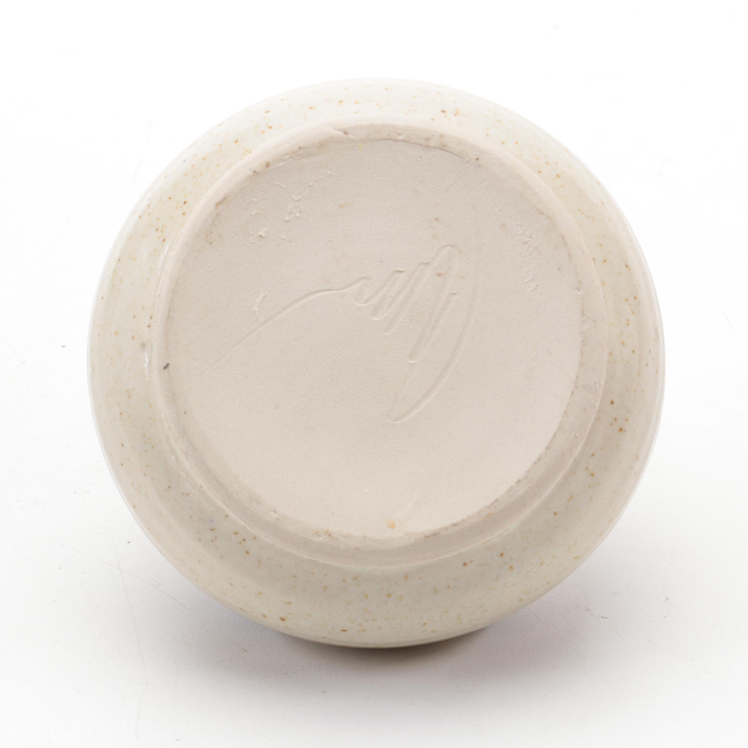 Japanese Atami Stoneware Vase and Other Artisan Signed Studio Pottery