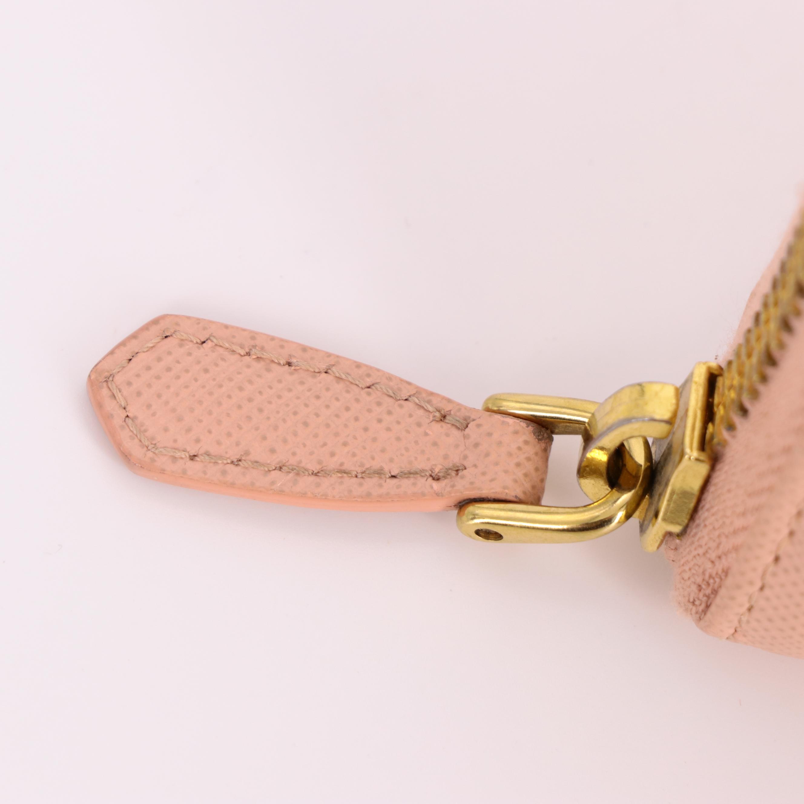 Prada Bow Zipper Long Wallet in Blush Pink Saffiano Leather
