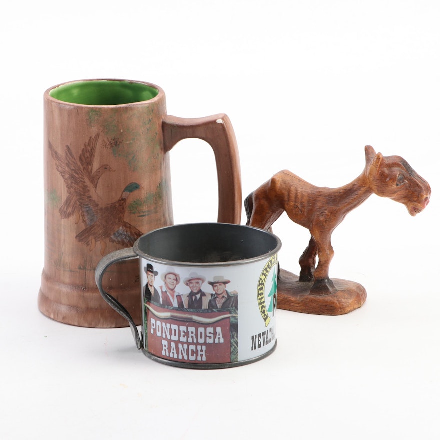 Muliproducts Syroco Homely Horse with Ponderosa Ranch and Betty Kraft Mugs