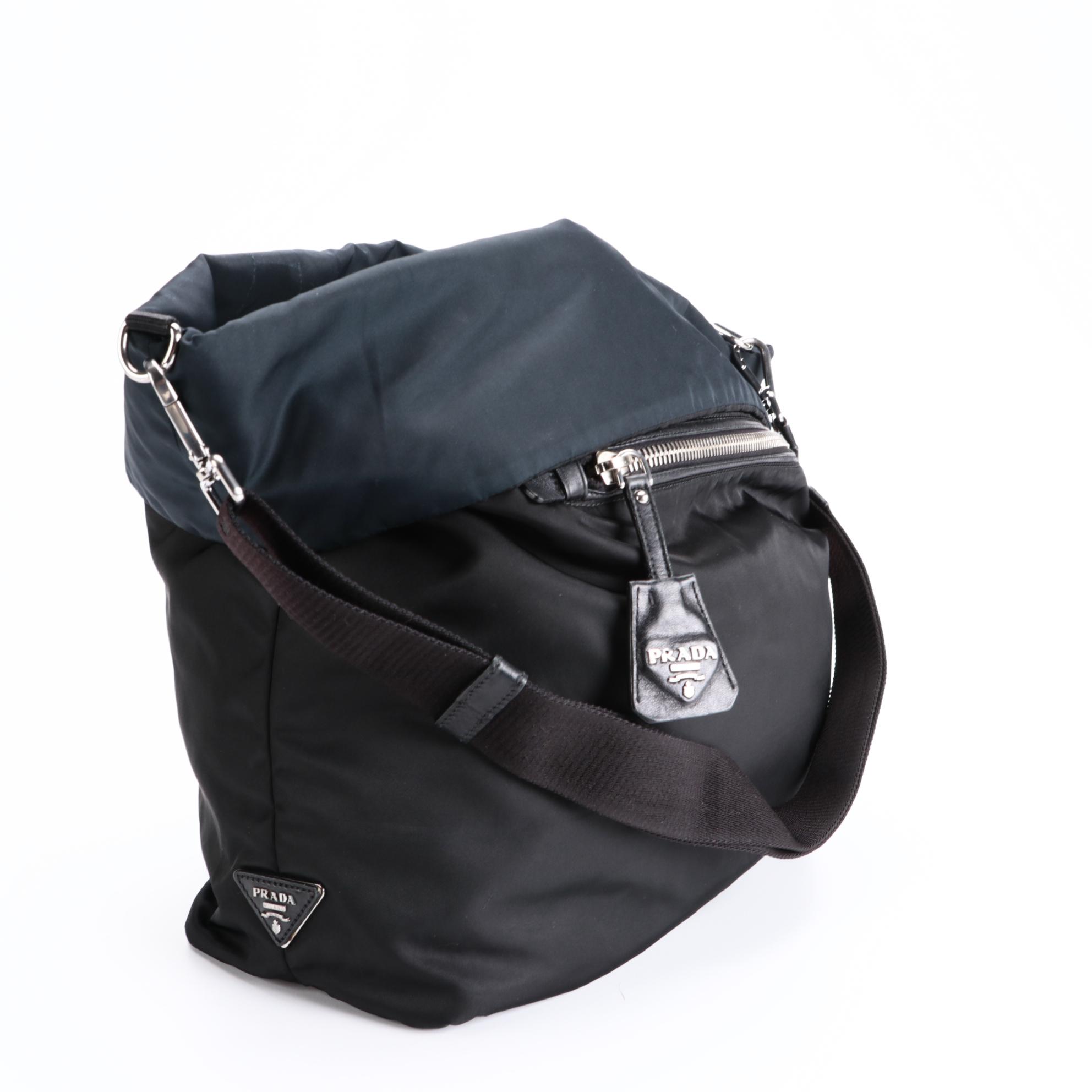 Prada Reversible Messenger Bag in Black and Navy Tessuto Nylon