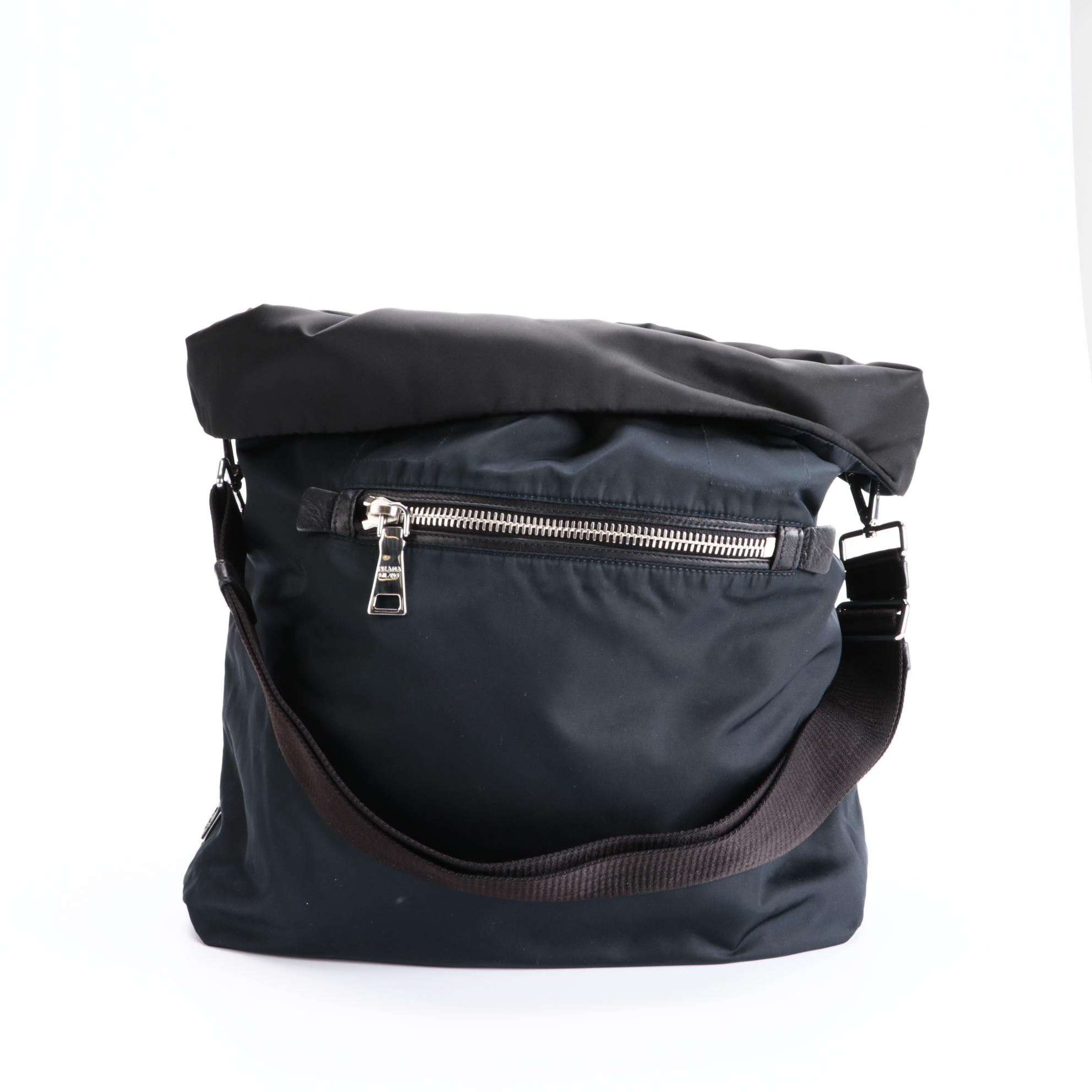 Prada Reversible Messenger Bag in Black and Navy Tessuto Nylon