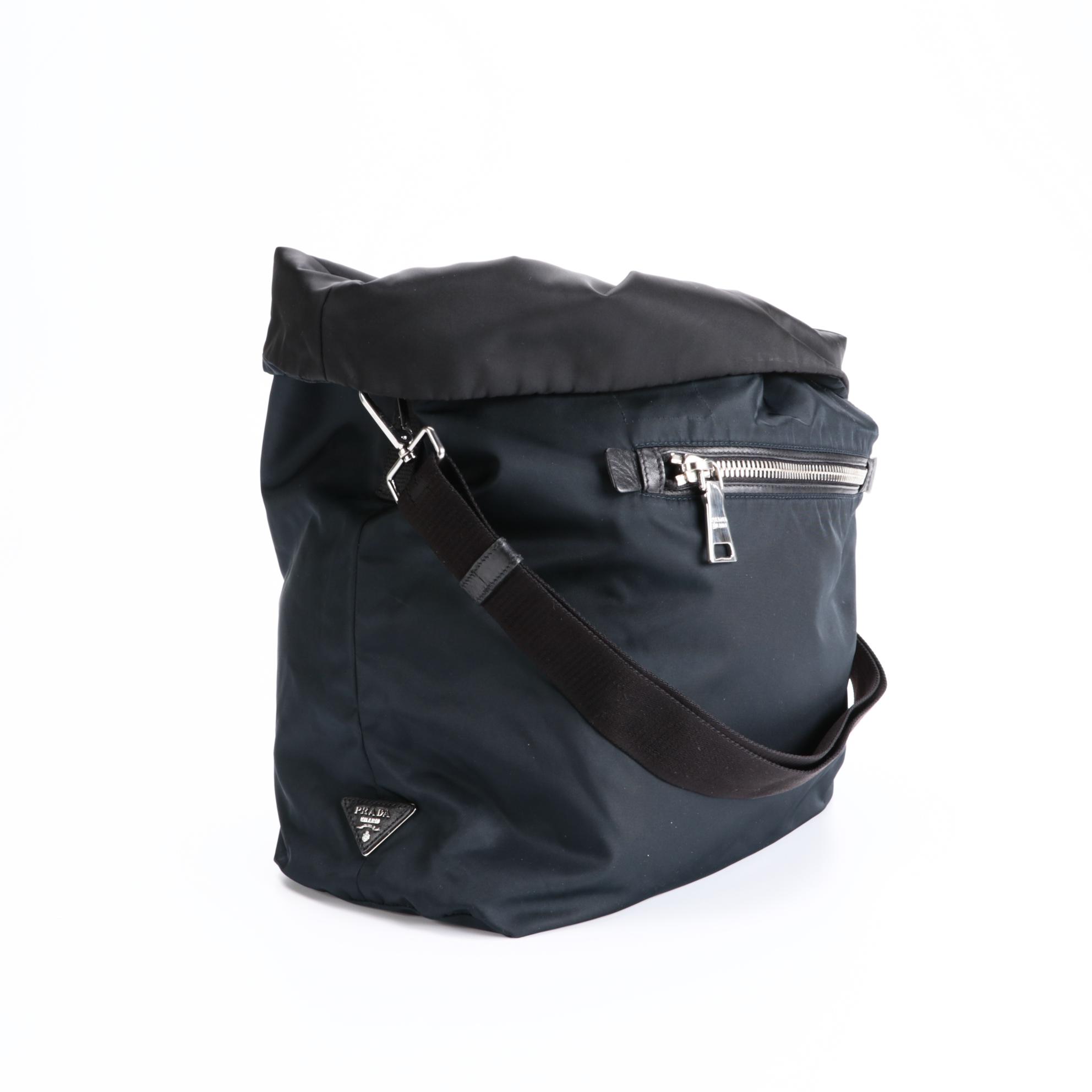 Prada Reversible Messenger Bag in Black and Navy Tessuto Nylon