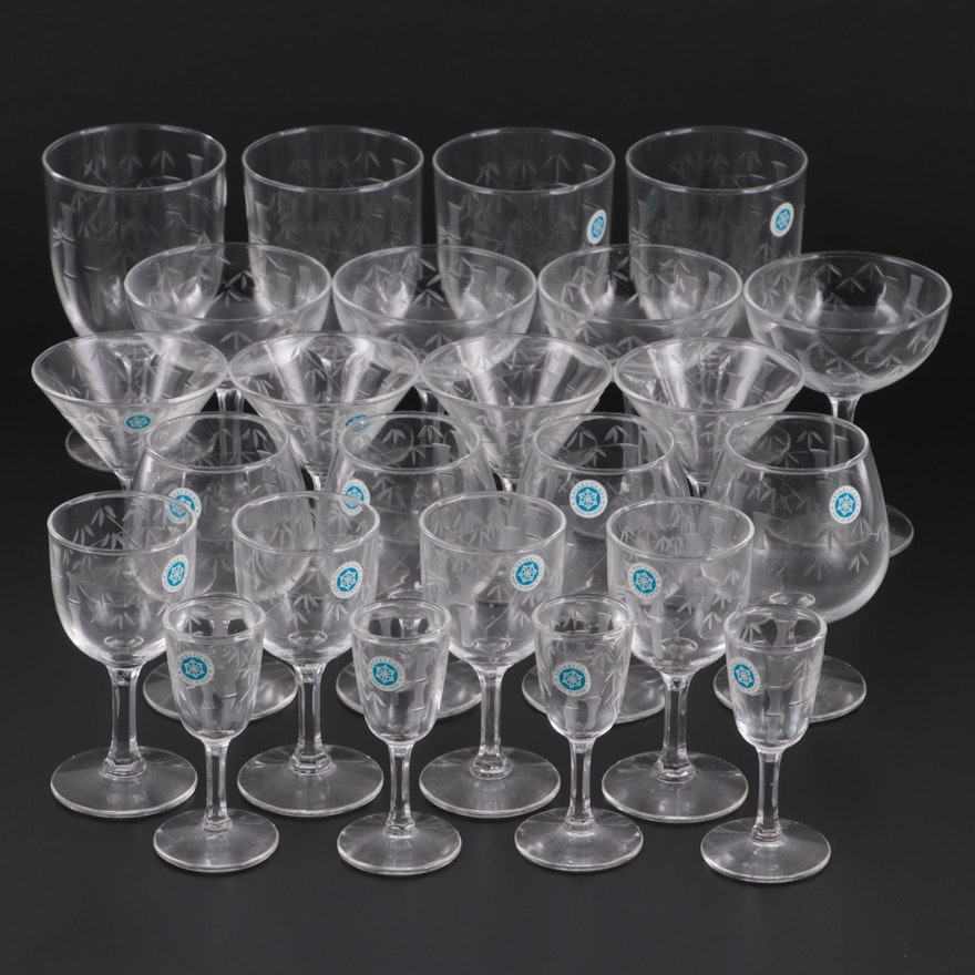 Noritake Sasaki "Bamboo" Etched Glass Stemware