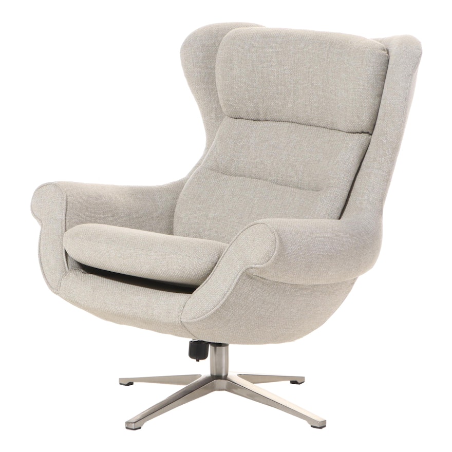 Modernist Style Upholstered Swivel-Tilt Lounge Chair