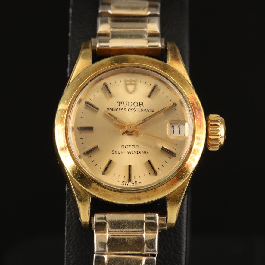 1972 Tudor Princess Oysterdate Gold Plate and Stainless Steel Wristwatch