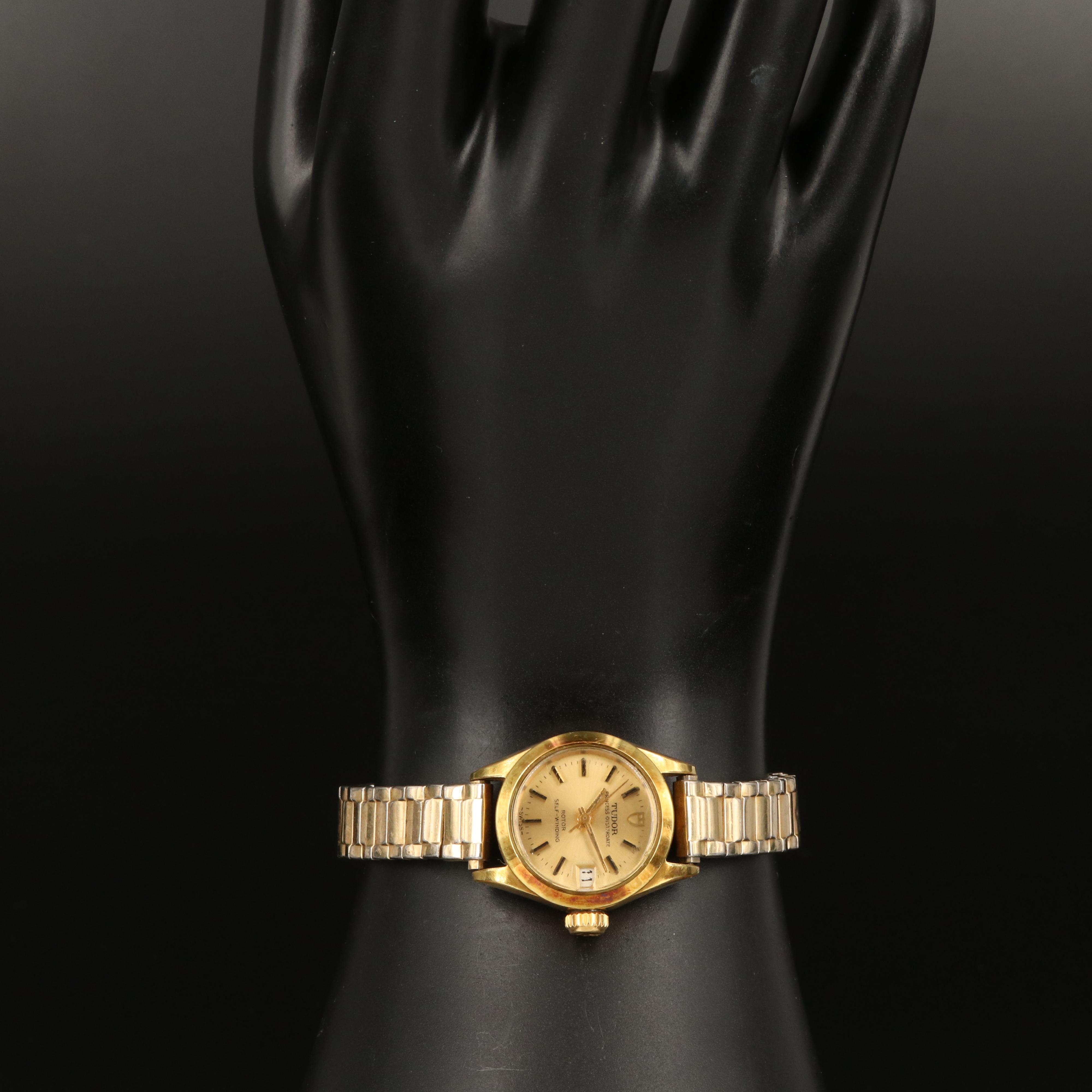 1972 Tudor Princess Oysterdate Gold Plate and Stainless Steel Watch