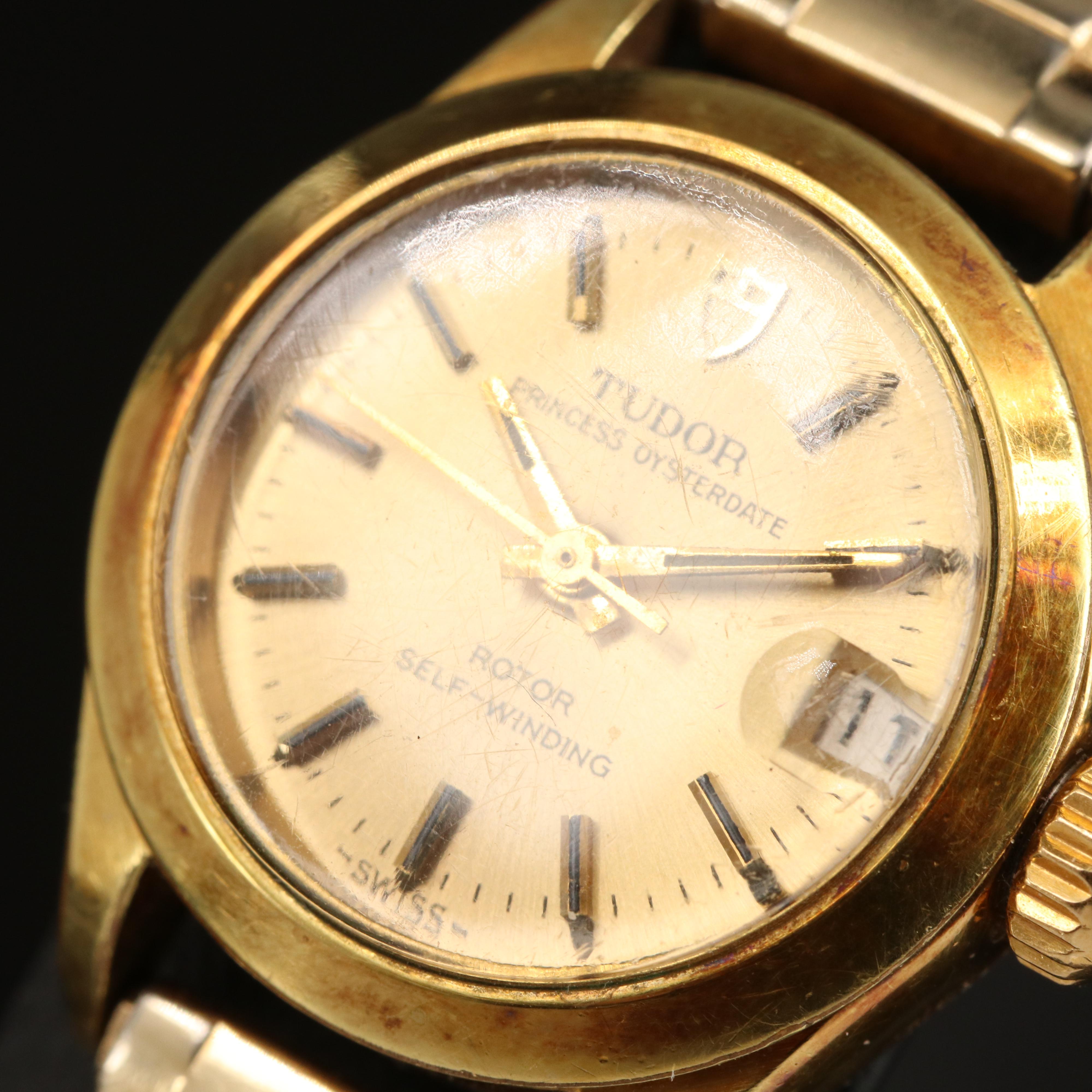 1972 Tudor Princess Oysterdate Gold Plate and Stainless Steel Watch