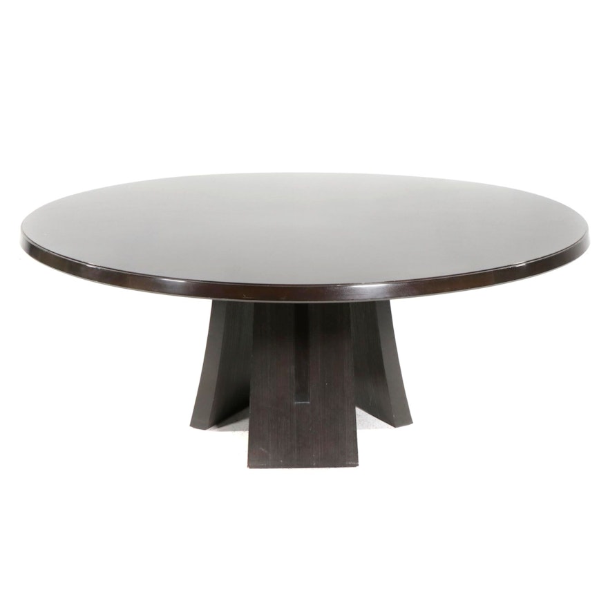 Contemporary Modernist Style Wood Pedestal Dining Table